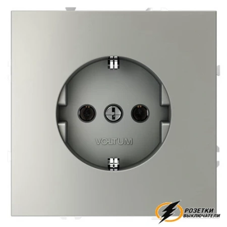 Розетка с заземлением 16а 250в Voltum S70 сталь VLS040104