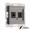 Розетка двойная HDMI + Internet rj45 cat 6 розетка Arvia мокко
