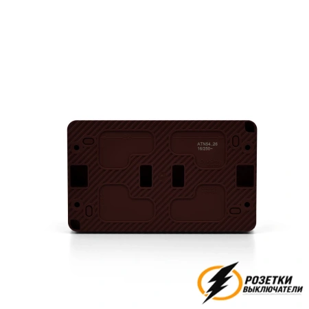 Розетка накладная двойная с прозрачной крышкой ip54 16а 250в AtlasDesign Profi коричневая