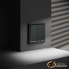 Выключатель проходной двухклавишный с подсветкой Voltum S70 графит VLS020406