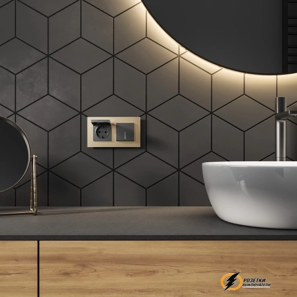 Розетка с крышкой ip40 16а 250в Werkel графит матовая