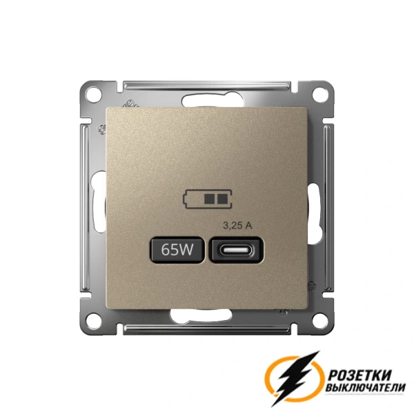 Зарядка USB 1 порт C 3,2 mA AtlasDesign шампань