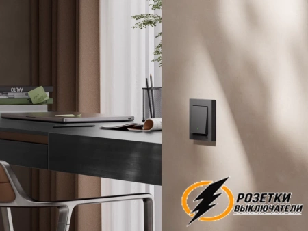 Умный Zigbee Sber выключатель одноклавишный AtlasDesign карбон