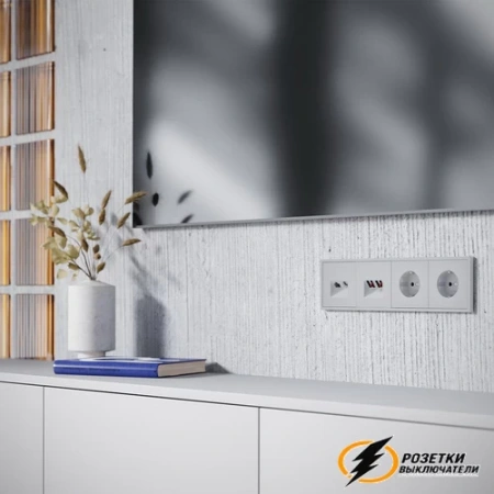 Накладка тв+интернет розетки Voltum S70 серая VLS002715