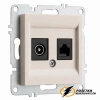Розетка двойная ТВ + Internet rj45 cat 6 розетка Arvia бежевая