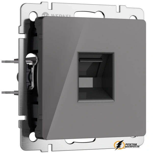 Розетка компьютерная rj45 cat 5e Werkel графит акрил