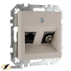 Розетка тв и интернет rj45 cat 6 Liregus Epsilon-Retro кремовая матовая