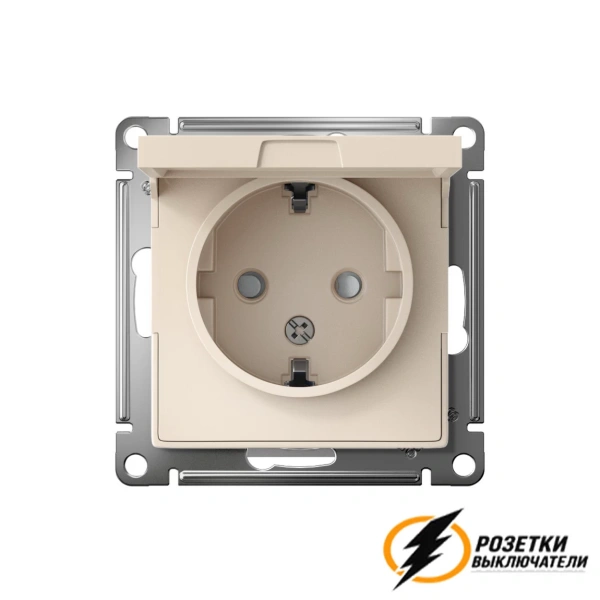 Розетка с белой крышкой ip20 16а 250в AtlasDesign бежевая