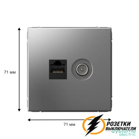 Розетка тв и интернет rj45 cat 5 ArtGallery сталь