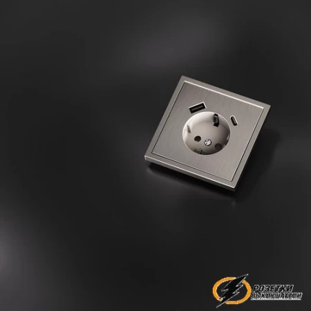 Накладка розетки зарядки тип А+C Voltum S70 Metal никель VLSM001010