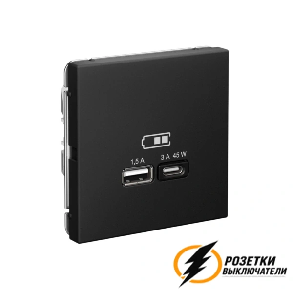 Зарядка USB 2 порта тип А-С 3000 mA ArtGallery карбон