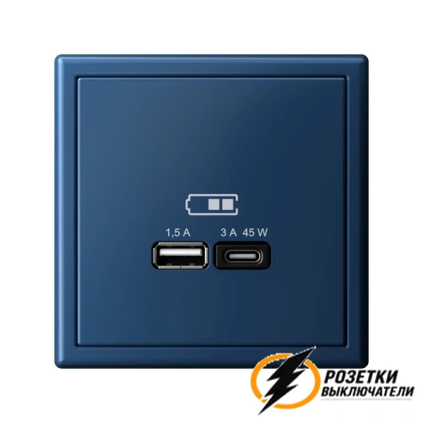Зарядка USB 2 порта тип А-С 3000 mA ArtGallery аквамарин