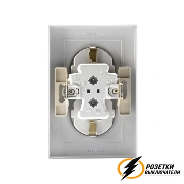 Розетка двойная с заземлением 10а 250в AtlasDesign белая