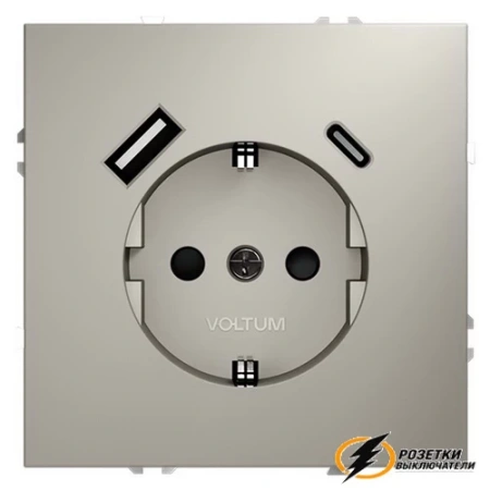 Розетка с USB зарядкой 2 порта, А+C 3,2 mA Voltum S70 кашемир VLS040502