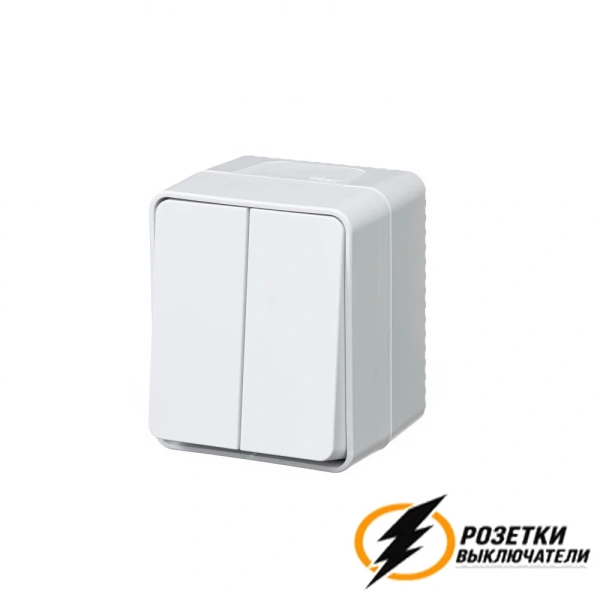 Выключатель накладной двухклавишный ip54 AtlasDesign Profi белый