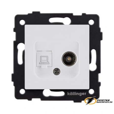 Розетка тв и интернет rj45 cat 6 Kollinger Aspekt белая матовый
