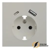 Розетка с USB зарядкой 2 порта А+C 2,4mA Rikett лен