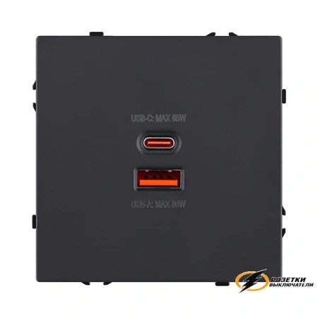 Зарядка USB 2 порта А+C 6000mA 65Вт Kollinger Eclipse черная