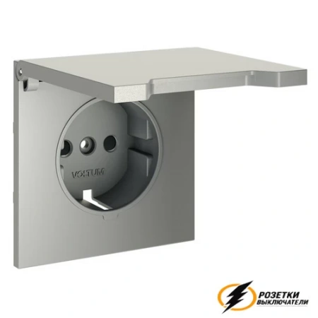 Накладка розетки с крышкой IP40 Voltum S70 сталь VLS000804