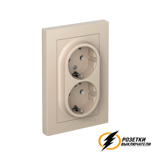 Розетка двойная с заземлением 10а 250в AtlasDesign песочная