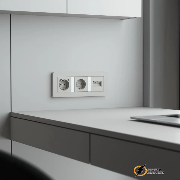 Накладка для двойной розетки Еthernet RJ-45 дымчатая