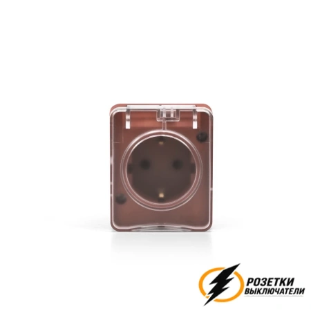 Розетка накладная с прозрачной крышкой ip54 16а 250в AtlasDesign Profi террактовая