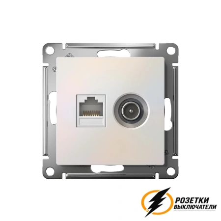 Розетка тв и интернет rj45 cat 6 AtlasDesign жемчуг
