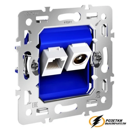 Розетка тв и интернет Voltum S70 серая VLS002716+VLS0607M