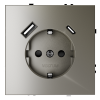 Розетка с USB зарядкой 2 порта, А+C 3,2 mA Voltum S70 шелк VLS040503