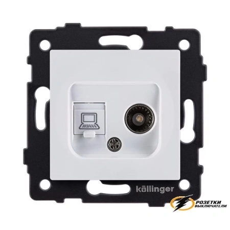 Розетка тв и интернет rj45 cat 6 Kollinger Aspekt белая
