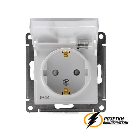 Розетка с прозрачной крышкой ip44 16а 250в AtlasDesign белая