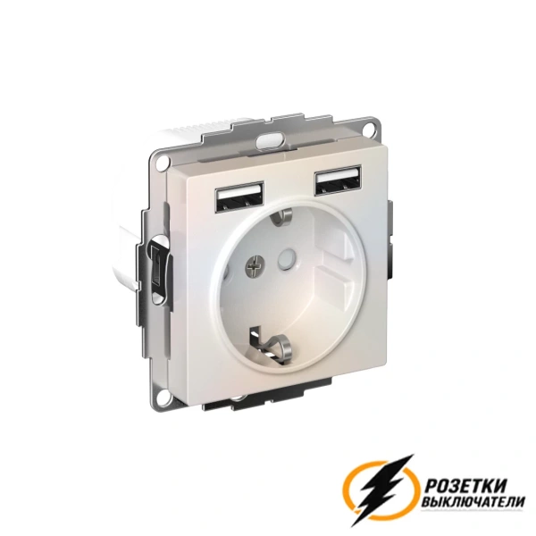 Розетка с USB зарядкой 2 порта А+A 2,4 mA AtlasDesign жемчуг
