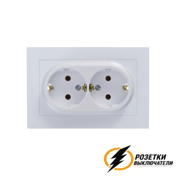 Розетка двойная с заземлением 10а 250в AtlasDesign жемчуг