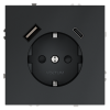 Розетка с USB зарядкой 2 порта, А+C 3,2 mA Voltum S70 графит VLS040506