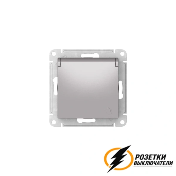 Розетка с белой крышкой ip20 16а 250в автозажимная AtlasDesign алюминий