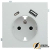 Розетка с USB зарядкой 2 порта А+C 2,4mA Rikett серебро