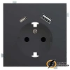 Накладка розетки с USB A+C Rikett черный сатин