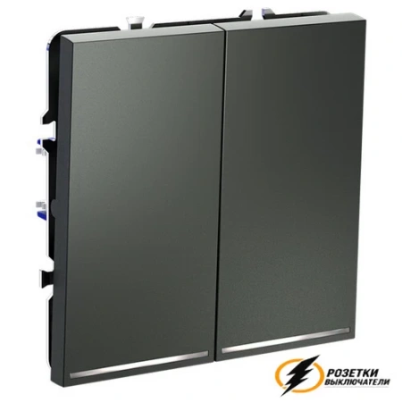 Выключатель проходной двухклавишный с подсветкой Voltum S70 титан VLS020405