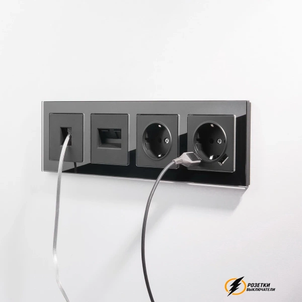 Розетка с USB зарядкой 2 порта А+A 2,1 mA Werkel черная матовая