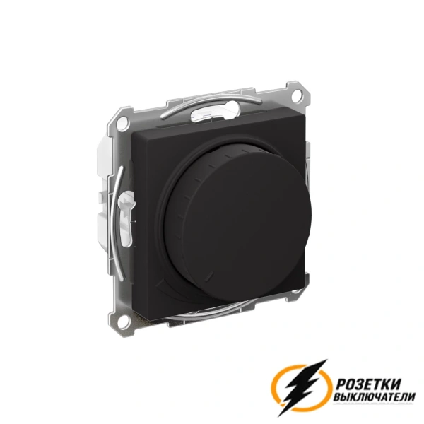 Диммер поворотно-нажимной 10-400Вт, LED 3-150Вт AtlasDesign карбон