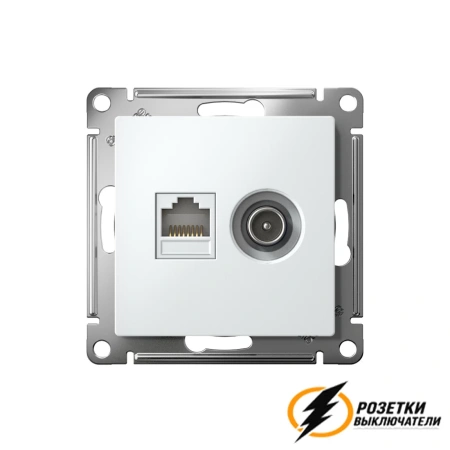 Розетка тв и интернет rj45 cat 6 AtlasDesign белая