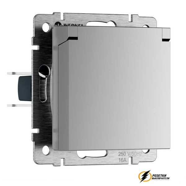 Розетка с крышкой ip40 16а 250в Werkel серебряная