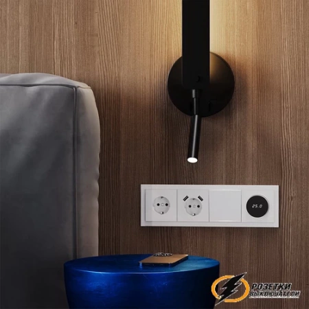 Розетка с USB зарядкой 2 порта, А 3,2 mA Voltum S70 белая матовая VLS040401