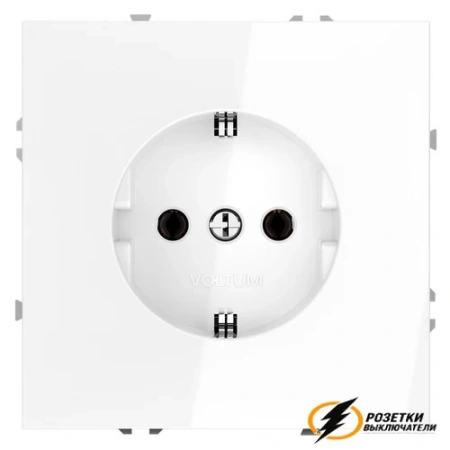 Розетка с заземлением 16а 250в Voltum S70 белая глянцевая VLS040100
