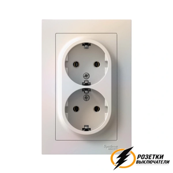 Розетка двойная с заземлением 10а 250в AtlasDesign жемчуг