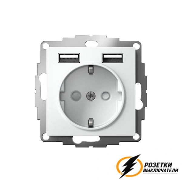 Розетка с USB зарядкой 2 порта А+A 2,4 mA AtlasDesign лотос