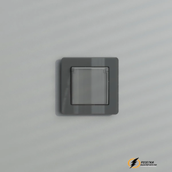 Розетка с крышкой ip40 16а 250в Werkel графит акрил
