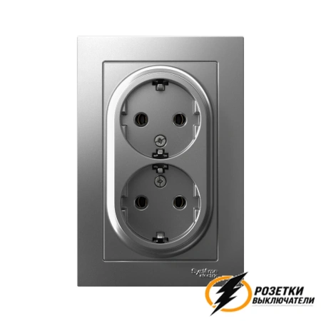 Розетка двойная с заземлением 10а 250в AtlasDesign сталь