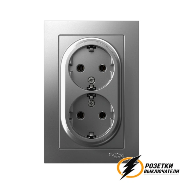 Розетка двойная с заземлением 10а 250в AtlasDesign сталь