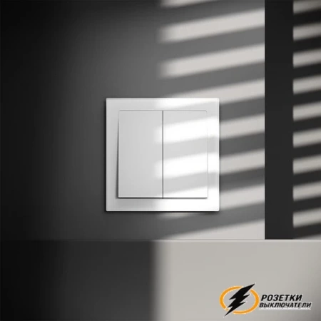Звонковый выключатель двухклавишный НО Voltum S70 белый матовый VLS020601